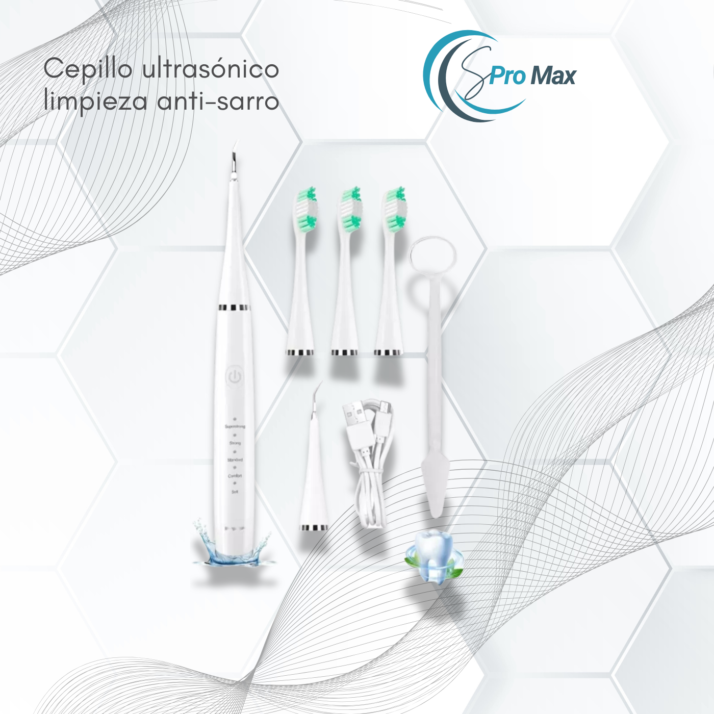 Cepillo Ultrasónico limpieza sarro S-Pro max